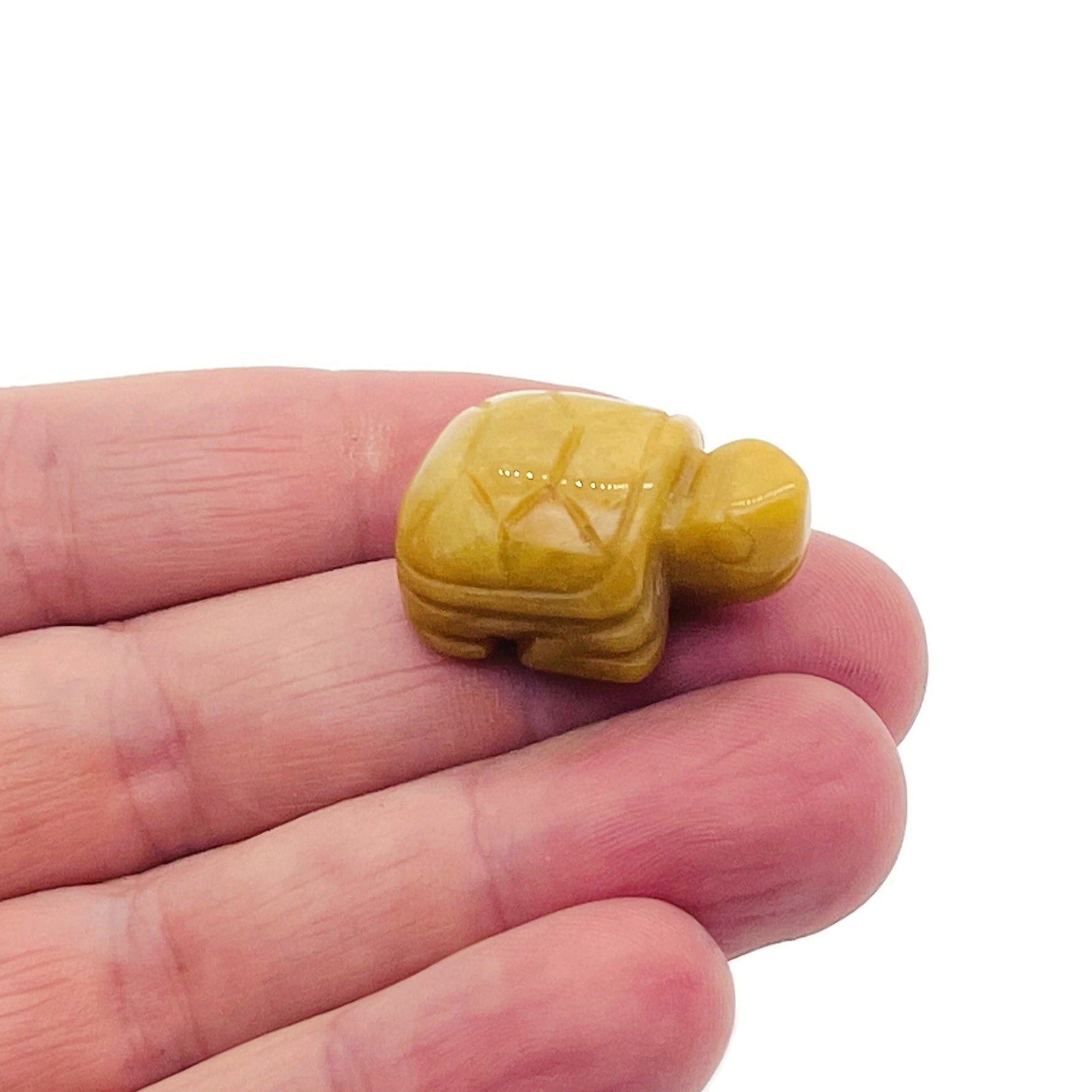 Handmade carved crystal turtle figurine by GemstoneGO, 30mm animal figure with colorful gemstone details.