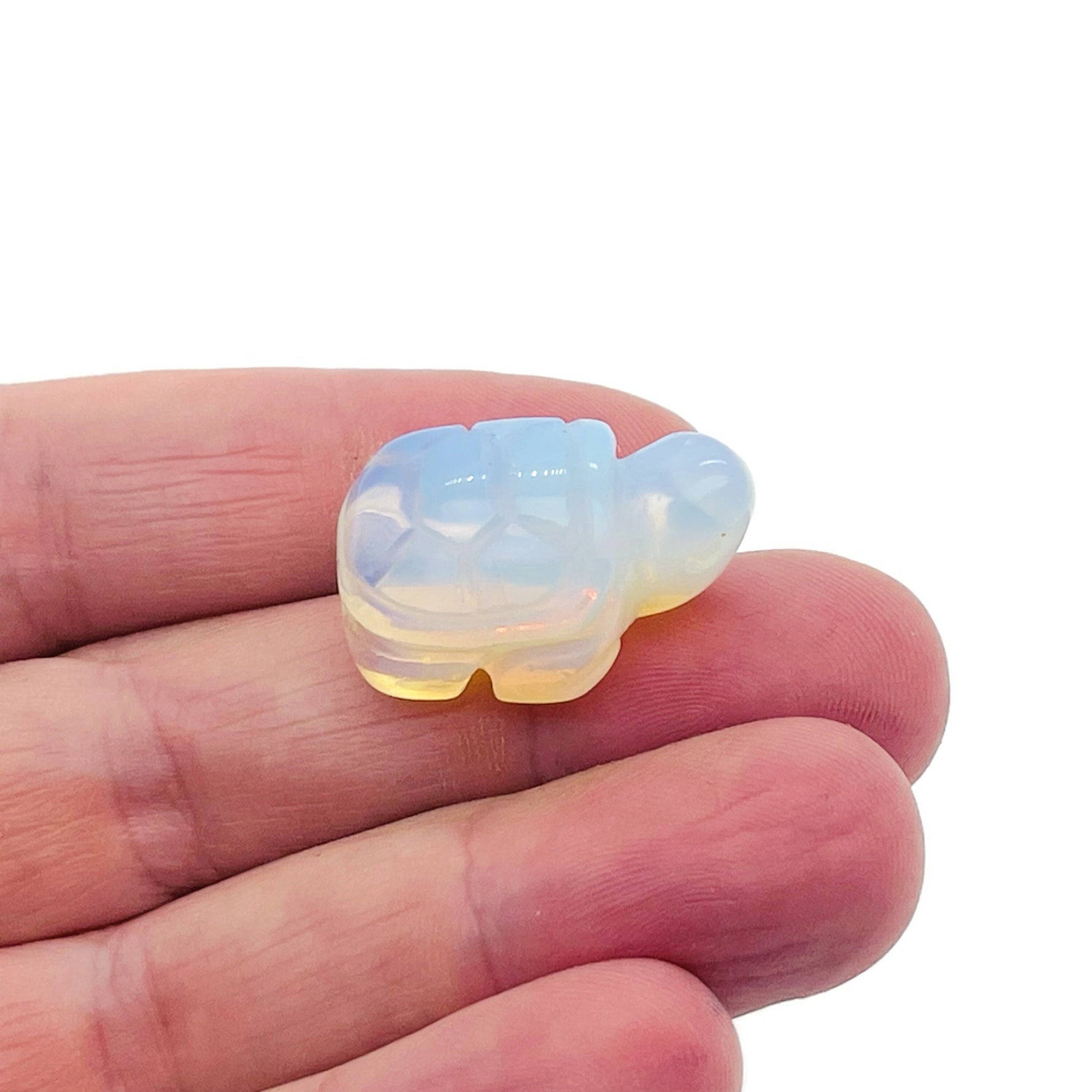 Handmade gemstone crystal turtle figure, 30mm carved animal sculpture in mixed stones from GemstoneGO.