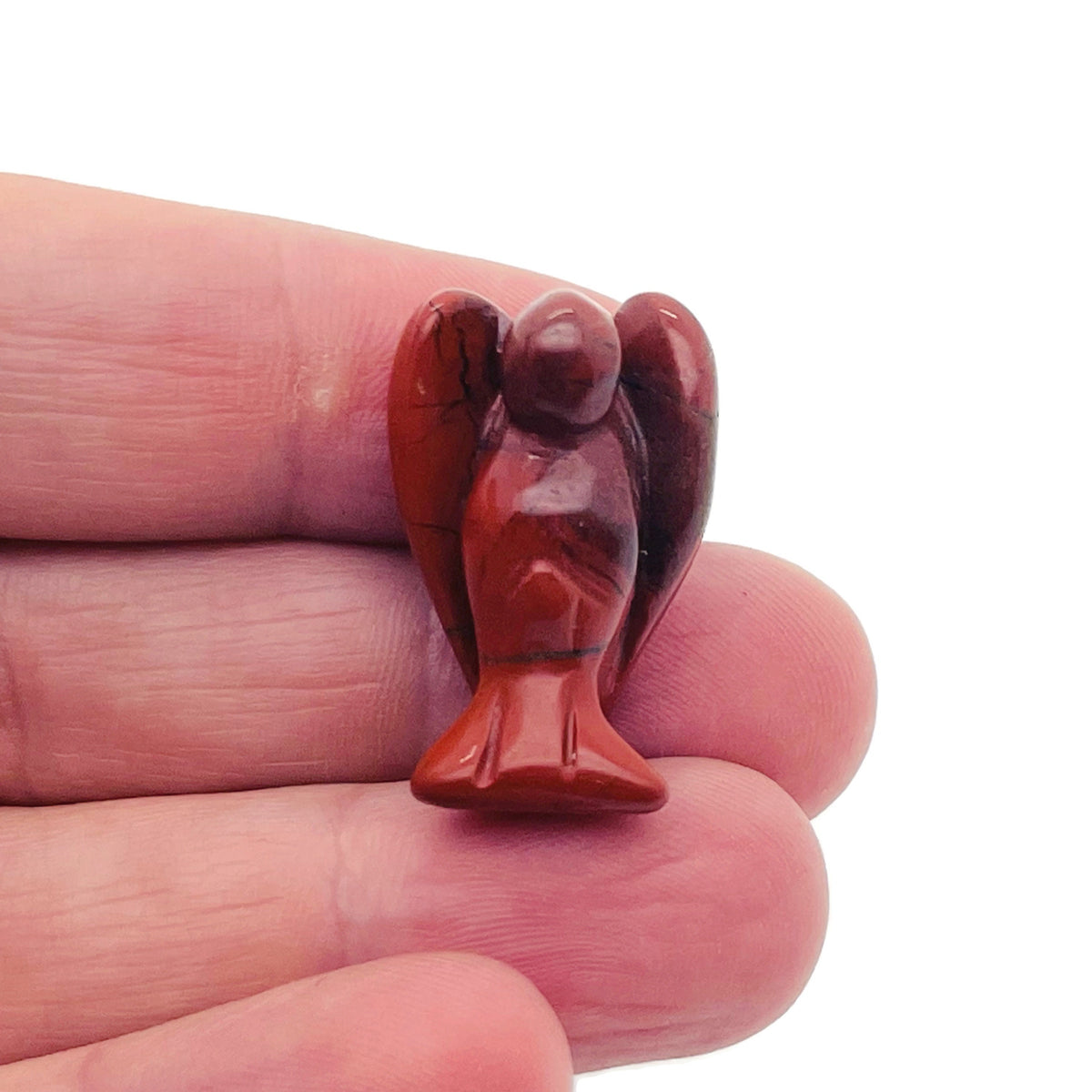 Handmade carved crystal angel animal figure by GemstoneGO, 30mm, featuring a colorful mix of gemstones and intricate details.