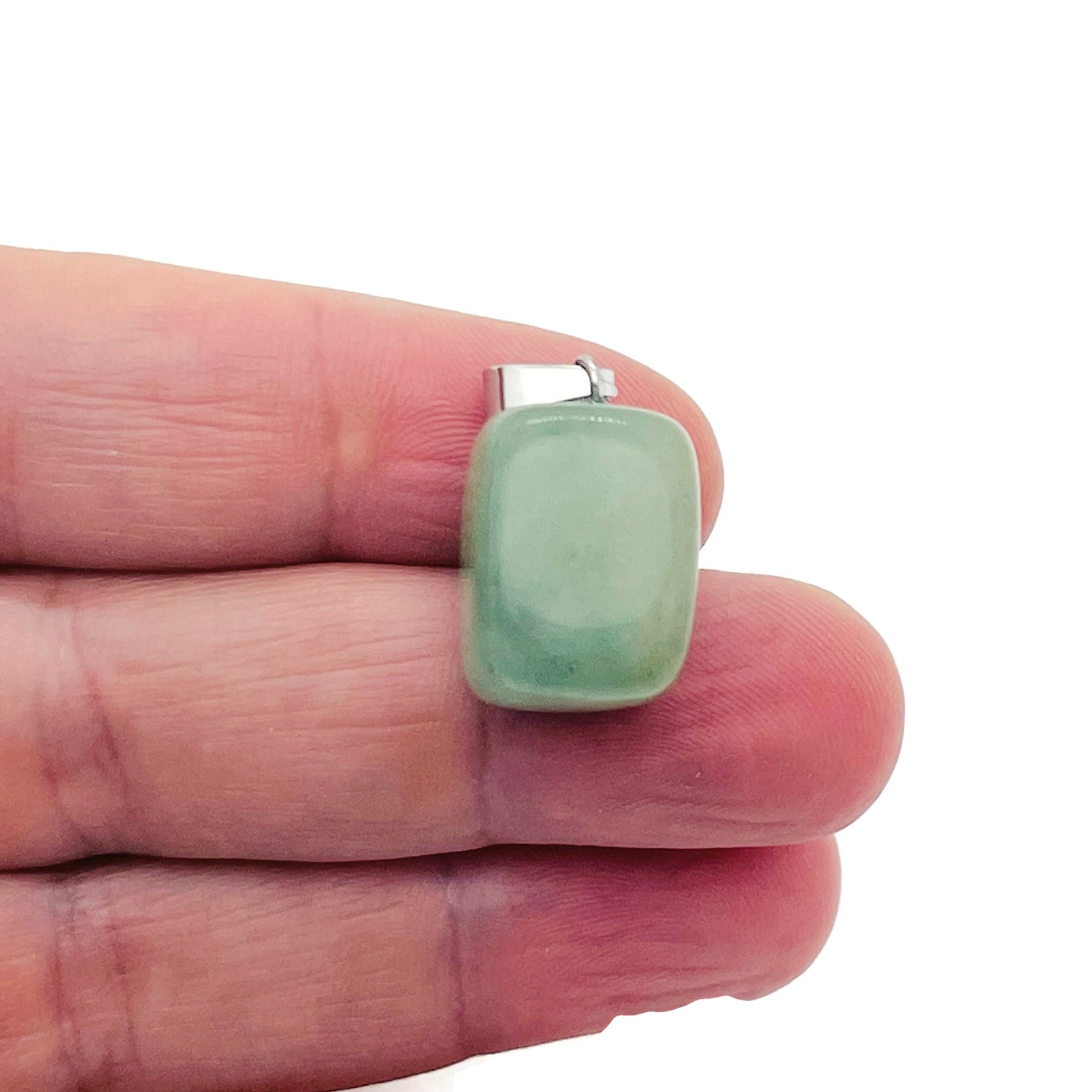 Aventurine tumbled gemstone pendant with smooth, polished green stone on a simple jewelry cord, from GemstoneGO.