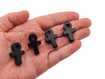 Obsidian Anka crystal carving with gemstone ankh design, 30mm size, detailed black stone pendant from GemstoneGO.