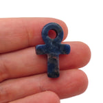 Sodalite Anka crystal carving from GemstoneGO, 30mm gemstone ankh pendant with deep blue and white gemstone details.