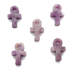 Lepidolite Anka crystal carving from GemstoneGO, 30mm gemstone Ankh symbol with purple and lavender hues, detailed gemstone craftsmanship