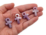 Lepidolite Anka crystal carving, 30mm gemstone ankh with purple and pink hues, handcrafted by GemstoneGO.