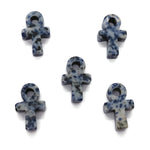 Blue Spot Jasper Anka crystal carving featuring gemstone ankhs, 30mm size, with detailed blue and brown gemstone patterns.