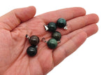 Moss agate crystal ball pendant with natural green and brown patterns, suitable for jewelry making, by GemstoneGO.