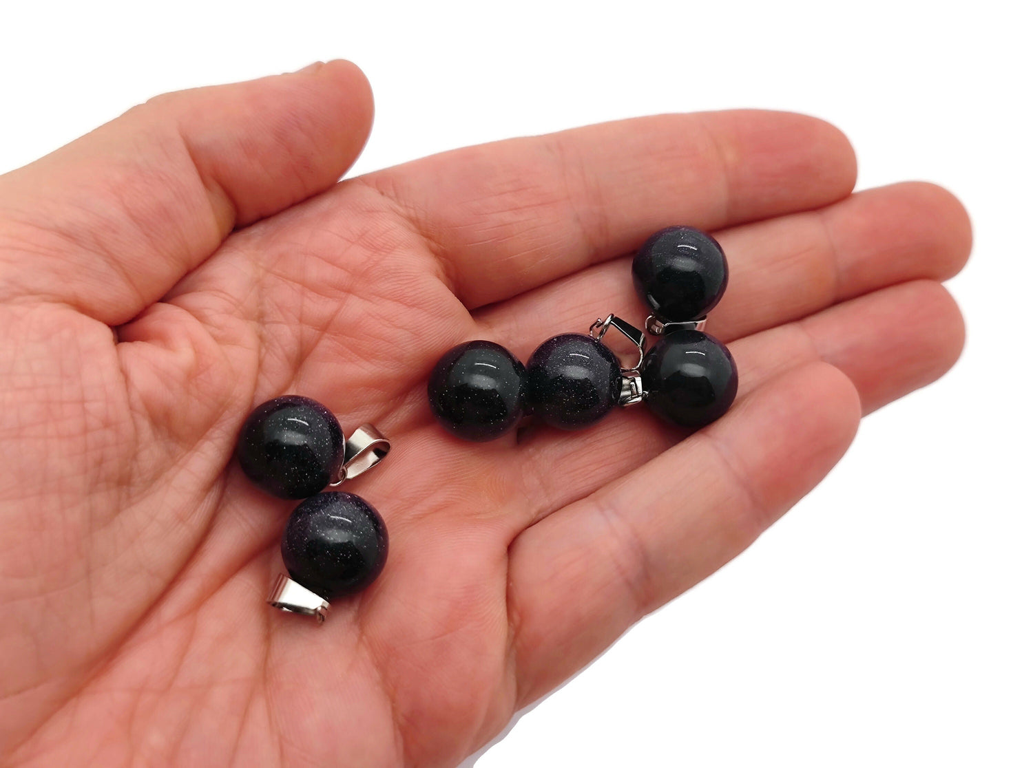 Colgante de bola de cristal de goldstone azul - Colgante de bola redonda de cristal - Fabricación de joyas - NC1287