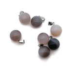 Grey agate crystal ball pendant with smooth round shape, ideal for jewelry making, by GemstoneGO.