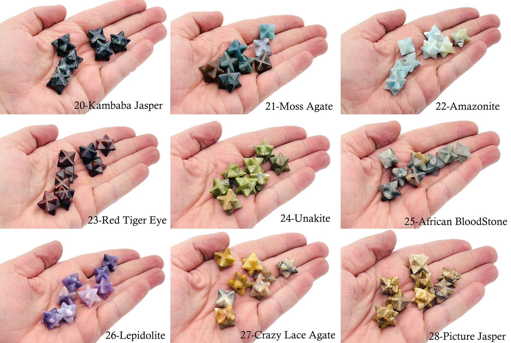 13mm Merkaba star crystal from GemstoneGO, perfect for Christmas gifts and crystal Reiki healing, featuring a colorful mixed gemstone design.