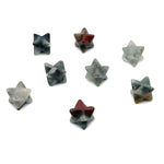 13mm African Bloodstone Merkaba star crystal from GemstoneGO, featuring a vibrant green and red bloodstone with a geometric star shape.