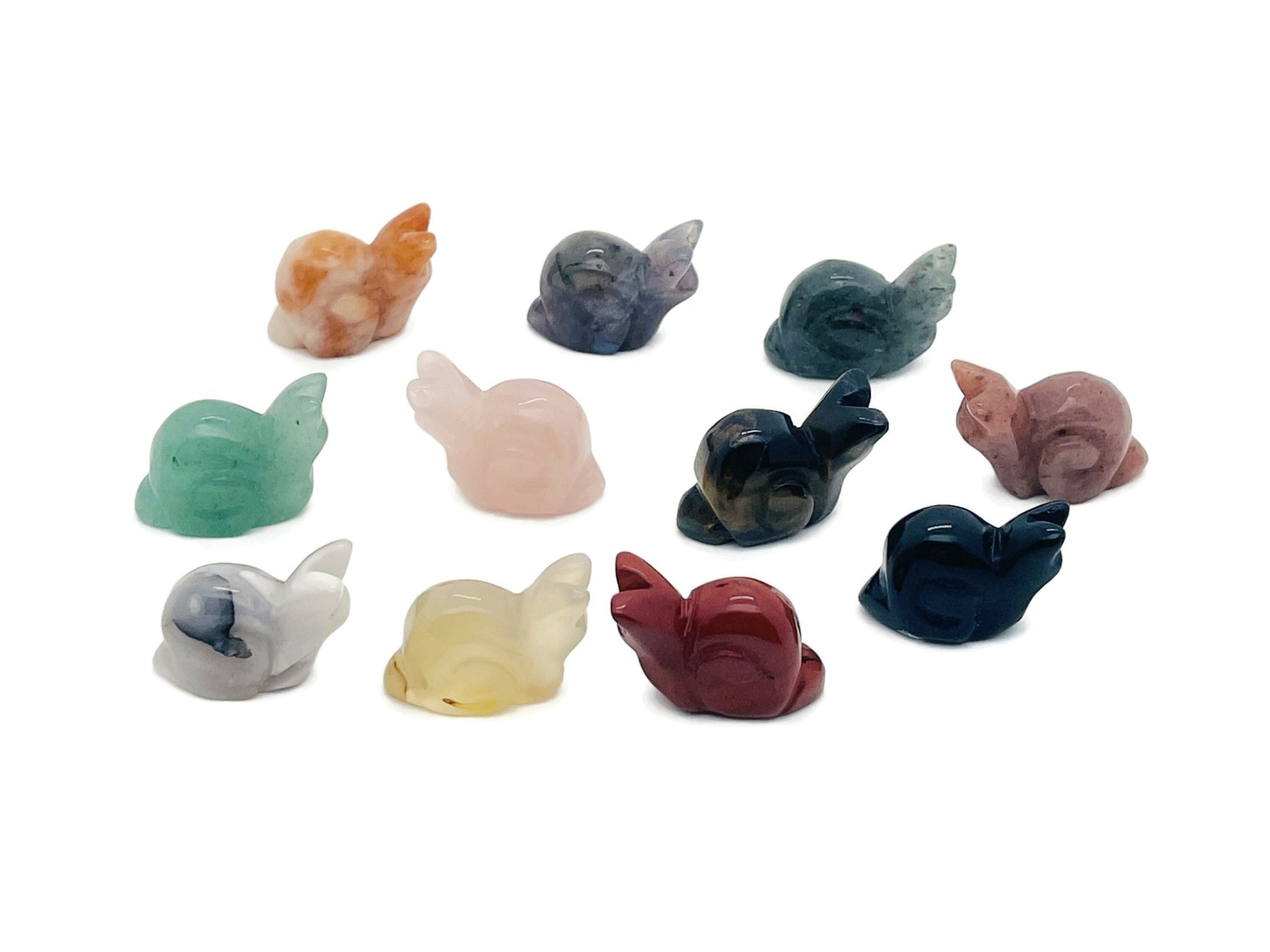Handmade gemstone crystal snail animal figure, 30mm carved stone sculpture with colorful mixed stones from GemstoneGO.