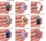 Polished Pisces zodiac fish gemstone pendant with crystal hole, Reiki healing, in assorted colors, from GemstoneGO.