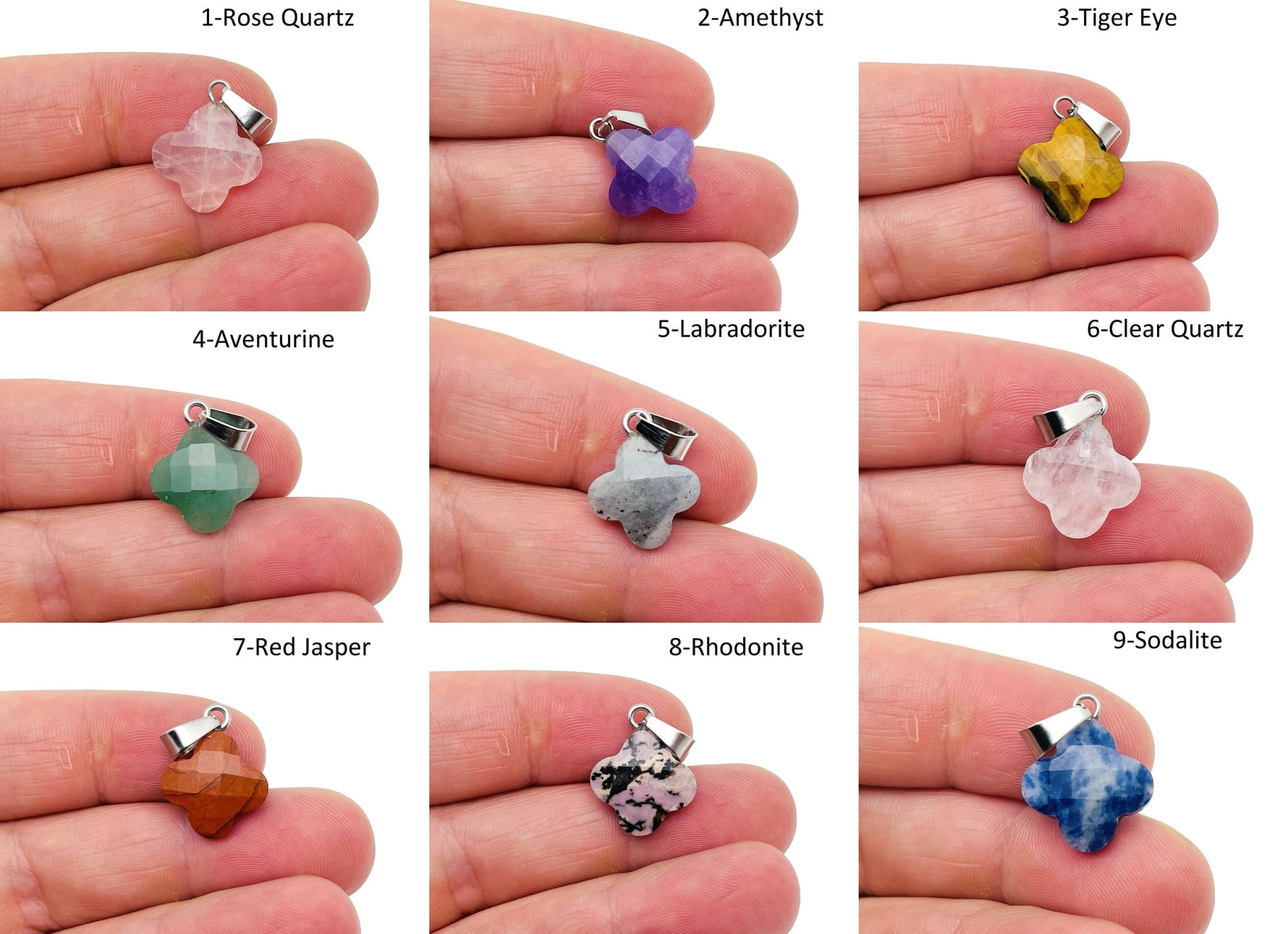 Four-leaf clover crystal pendant from GemstoneGO, ideal for necklace and earring DIY jewelry making supplies.