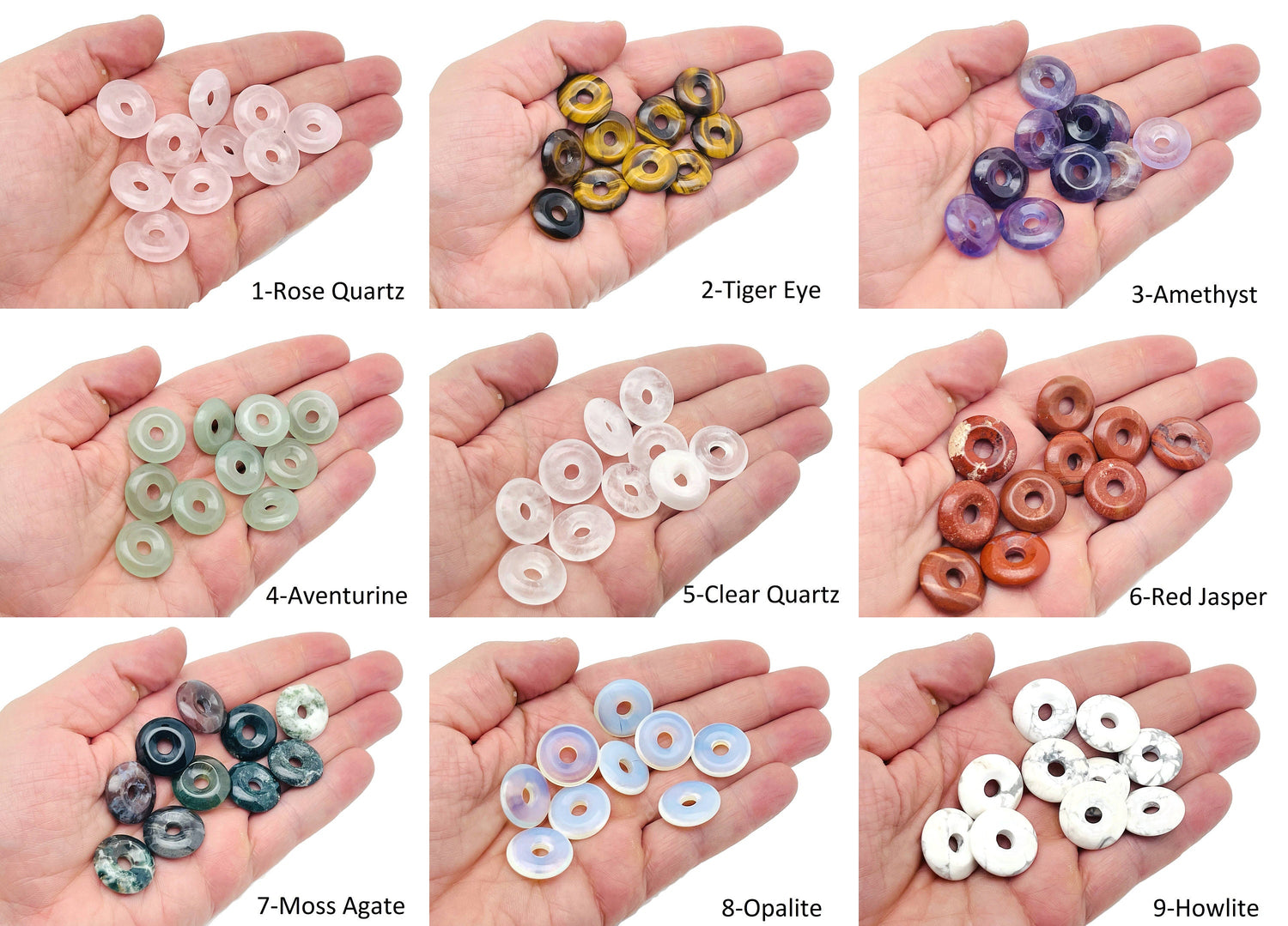 Colorful 20mm Crystal Donut Pi Stone from GemstoneGO, featuring a crystal donut shape with vibrant mixed colors and a lucky safety design.