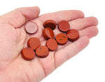 Round red jasper flat gemstone slab from GemstoneGO, showcasing vibrant red color and smooth polished surface.