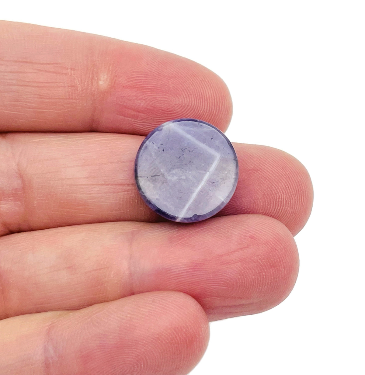 Round amethyst flat gemstone slab with vibrant purple color, showcasing the polished surface and natural crystal details.