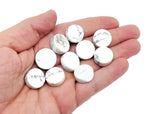 Round Howlite flat gemstone slab from GemstoneGO featuring a smooth, polished surface with natural white and gray veining.