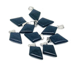 Blue Goldstone triangle gemstone pendant with geometric design, featuring a sparkling blue and gold-colored gemstone from GemstoneGO.