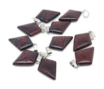 Chicken Bloodstone Jasper triangle gemstone pendant with geometric design, featuring rich red and green hues, by GemstoneGO.