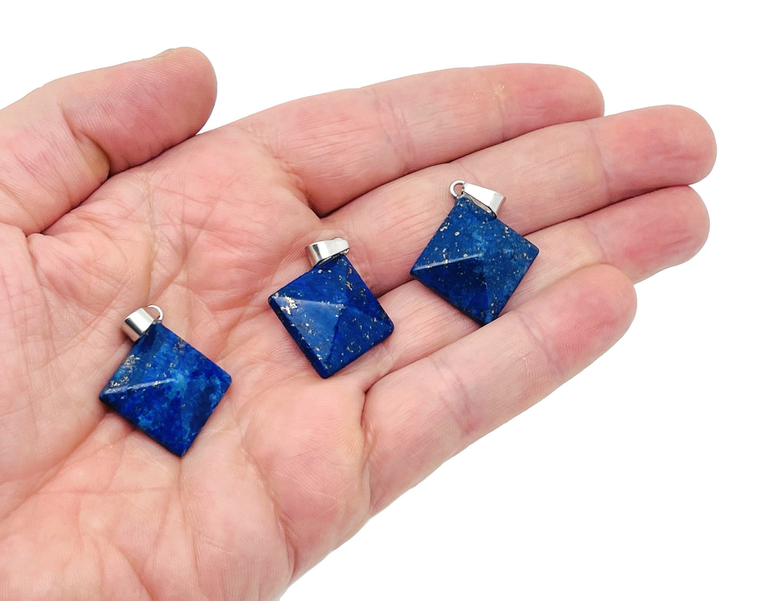 Pendentif pyramide en lapis-lazuli - Bijou en pierre naturelle - Cristal de guérison Reiki - Pendentif porte-bonheur pour femme - NC1369