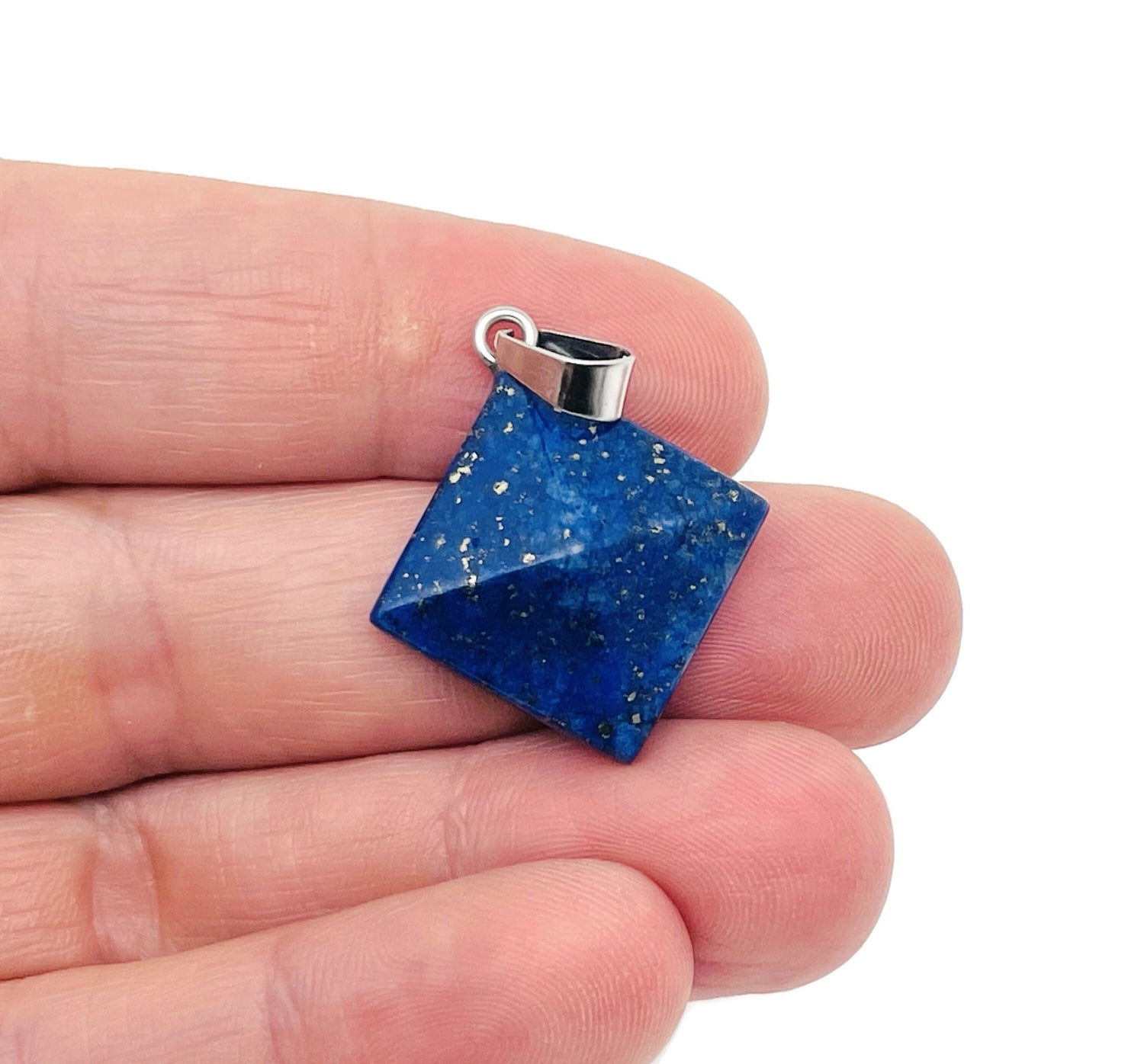 Pendentif pyramide en lapis-lazuli - Bijou en pierre naturelle - Cristal de guérison Reiki - Pendentif porte-bonheur pour femme - NC1369