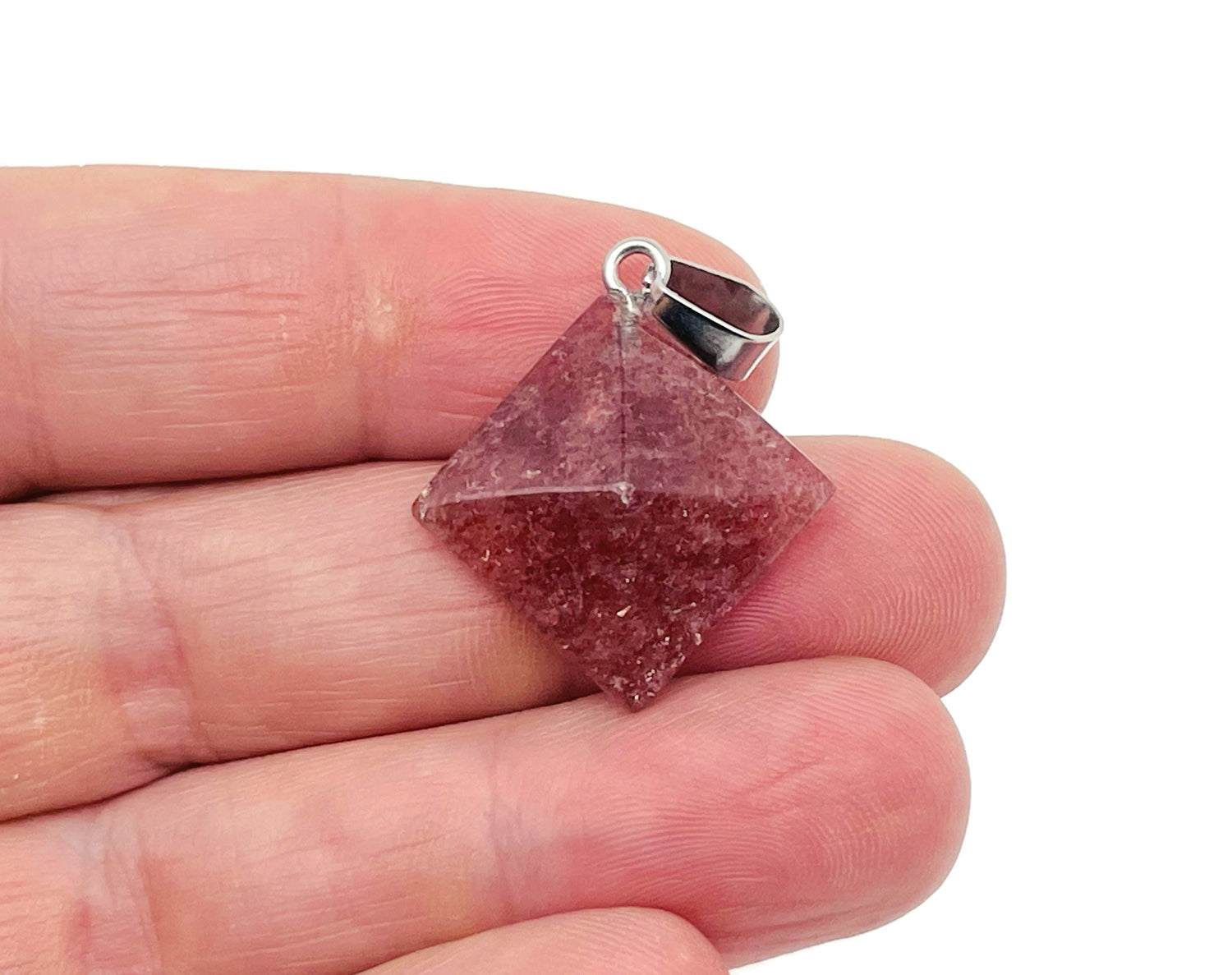 Strawberry Quartz Pyramid Gemstone Pendant - Natural Gemstone Jewelry - NC1372