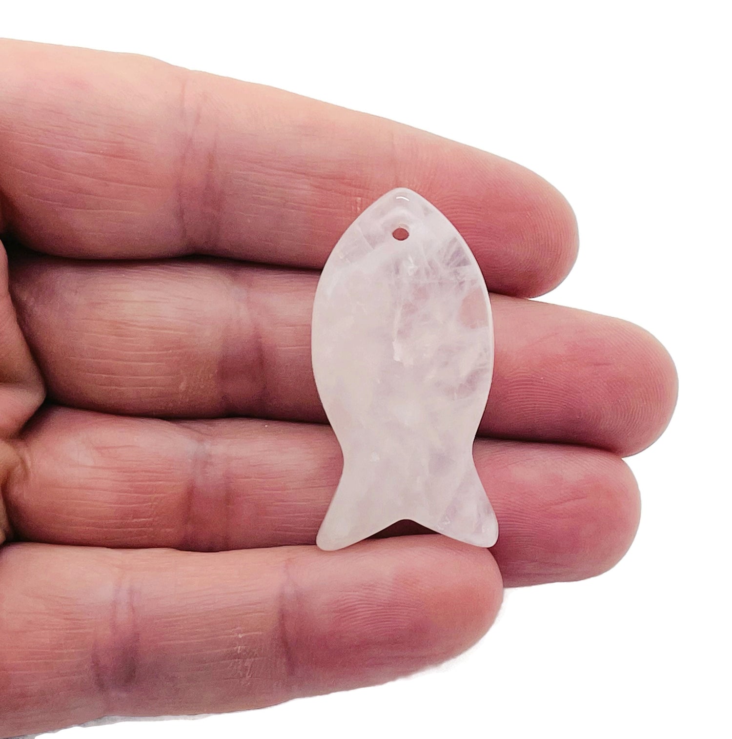 Rose Quartz Fish Gemstone Pendant - Reiki Healing Bulk Polished - NC1378