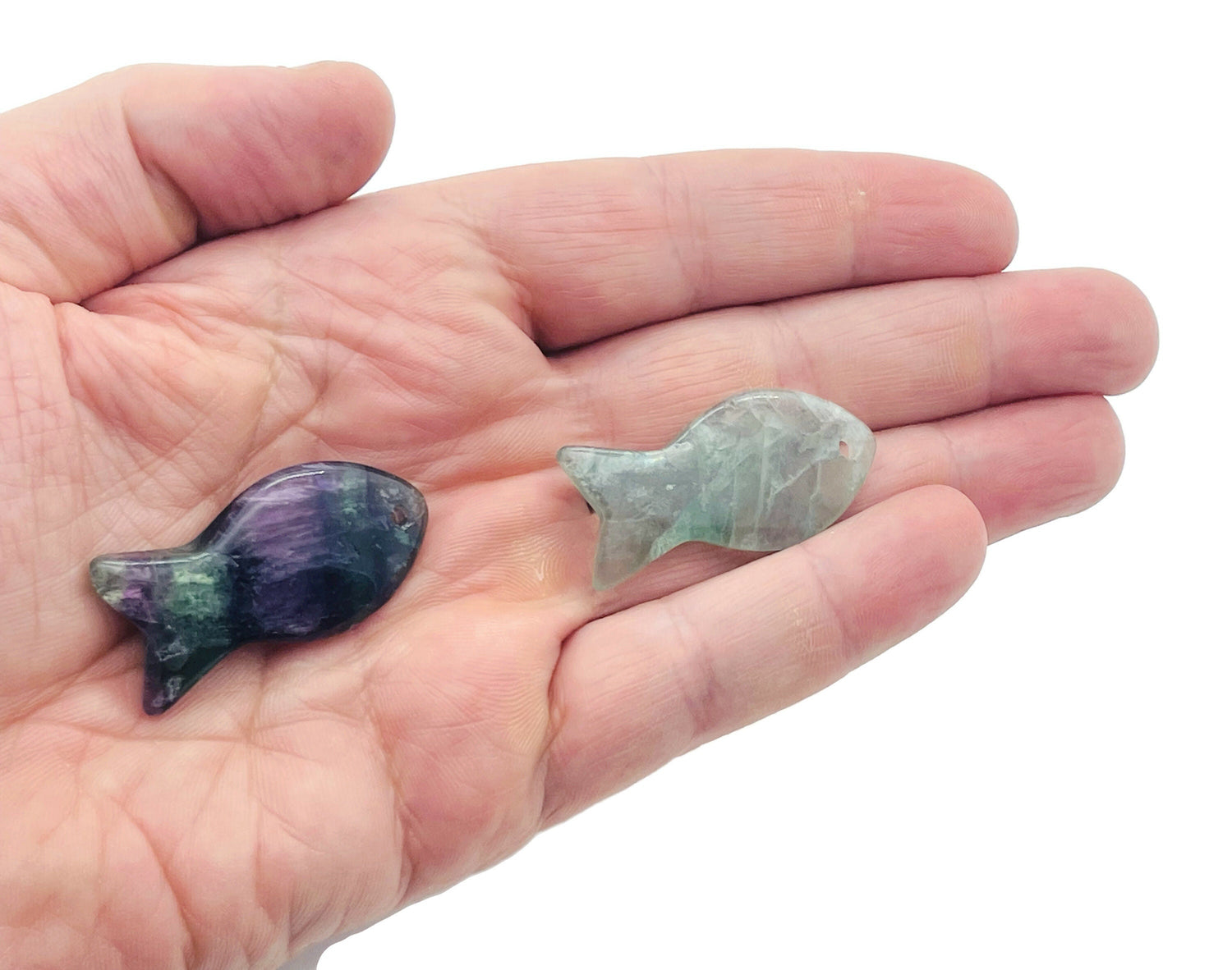 Fluorite Fish Gemstone Pendant - Reiki Healing Bulk Polished - NC1380
