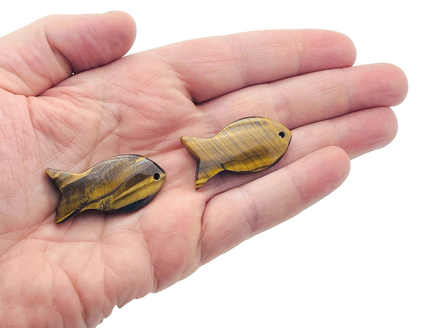 Tiger Eye Fish Gemstone Pendant - Reiki Healing Bulk Polished - NC1381