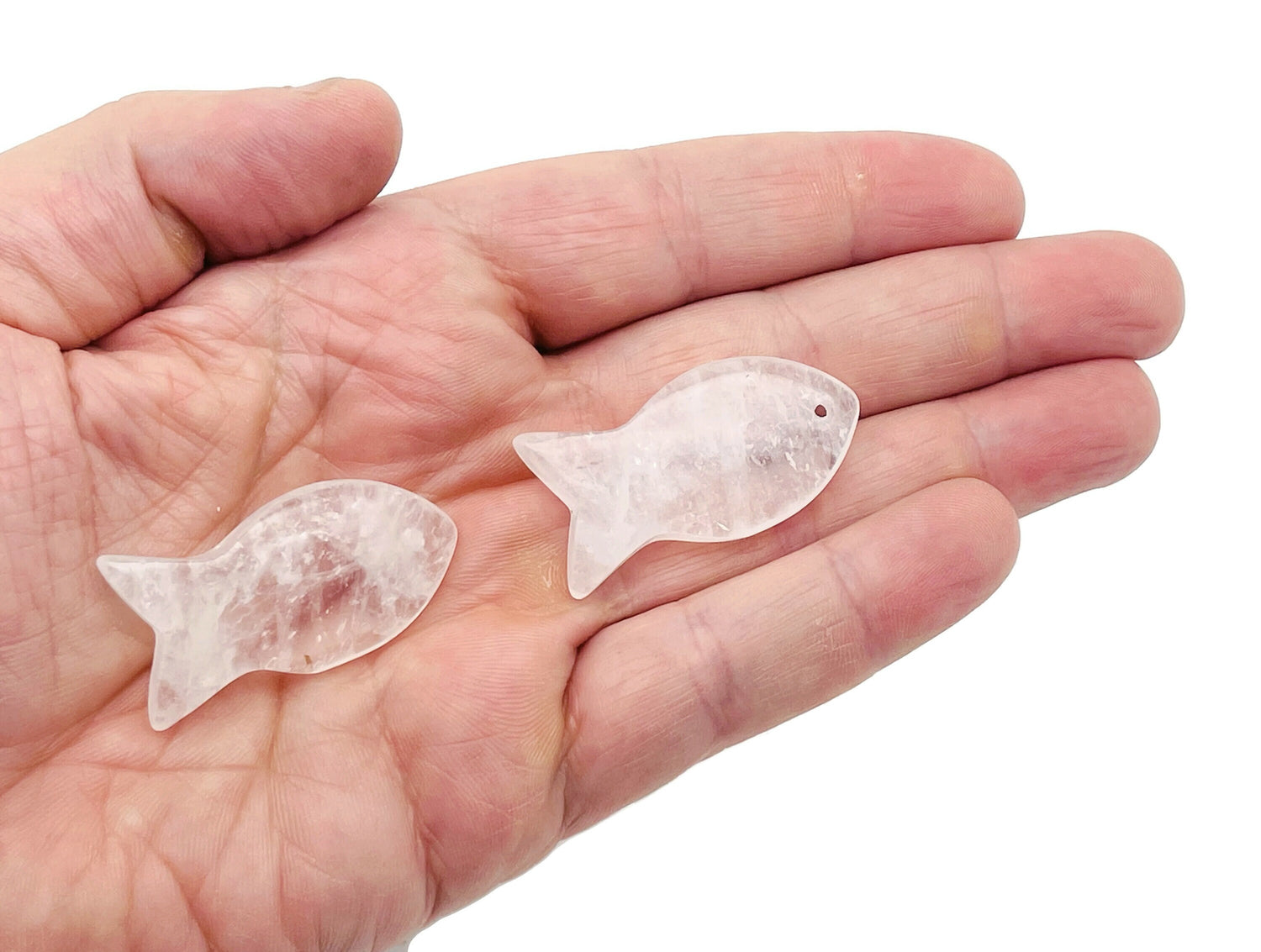 Clear Quartz Fish Gemstone Pendant - Pisces Zodiac Hole Crystal - NC1389