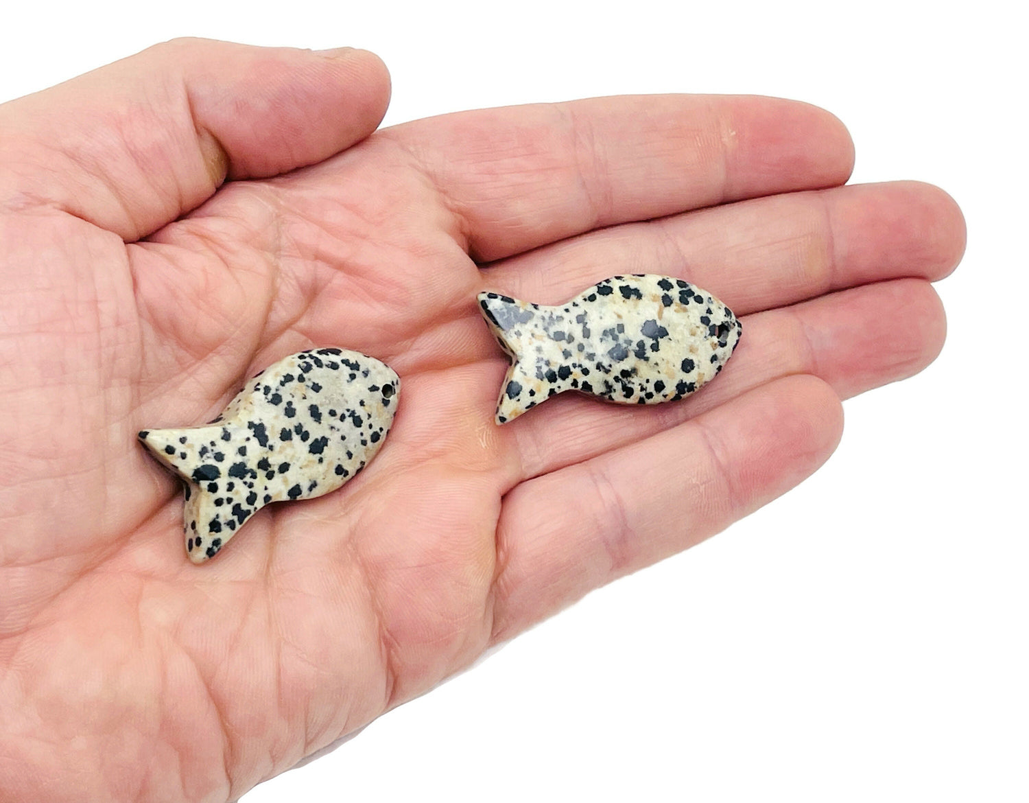 Dalmatian Jasper Fish Gemstone Pendant - Reiki Healing Bulk Polished - NC1399