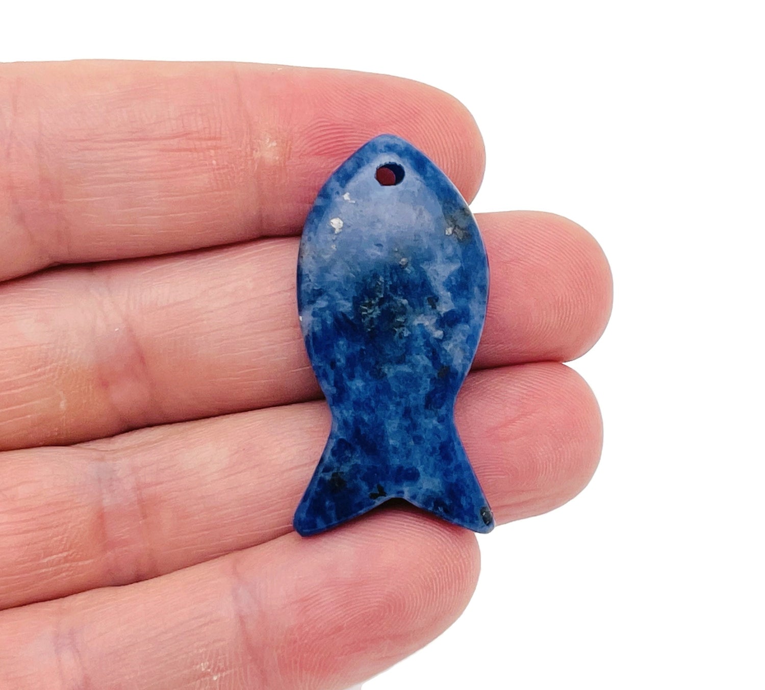Sodalite Fish Gemstone Pendants - Pisces Zodiac Hole Crystal - NC1402