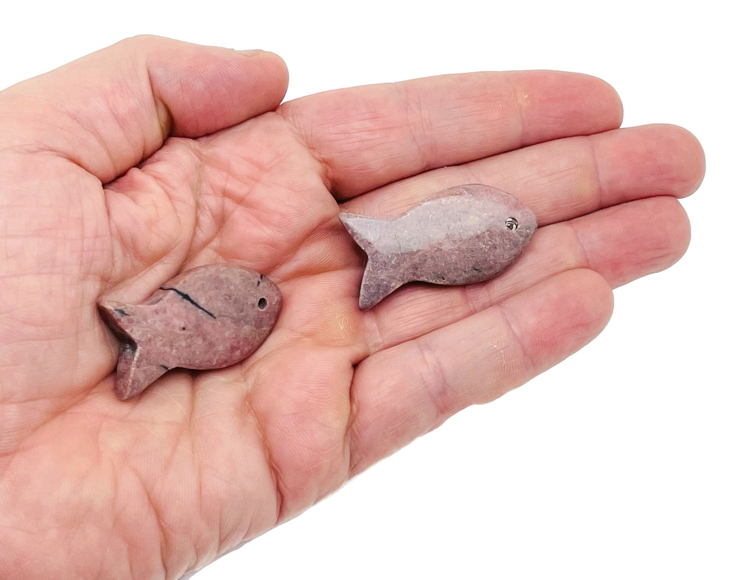 Colgantes de rodonita de piedra preciosa de pez - Cristal con orificio del zodiaco Piscis - NC1404