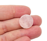 Round rose quartz flat gemstone slab from GemstoneGO, showing its smooth pink surface and natural crystal formation.