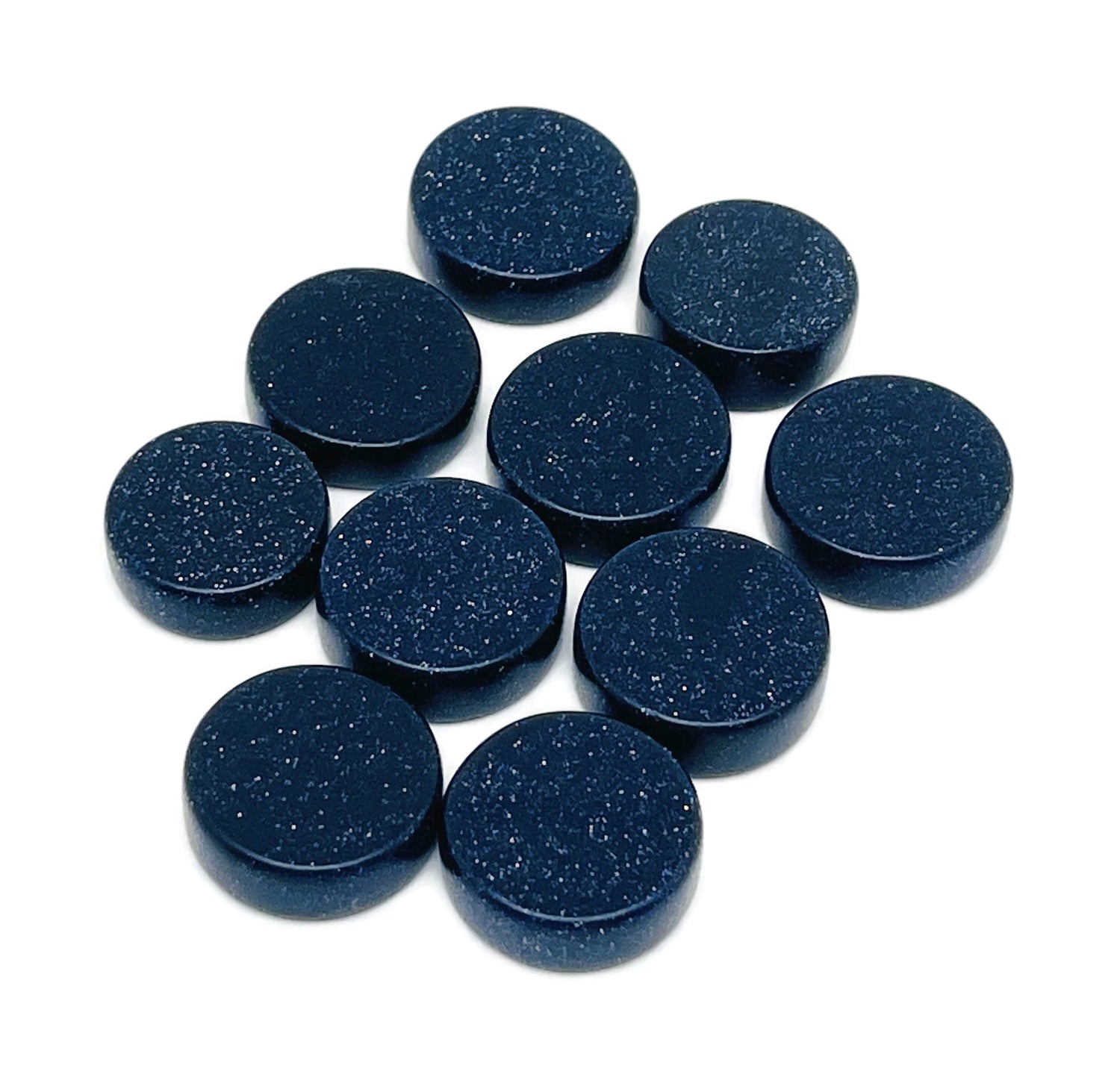 Gema plana redonda de goldstone azul - Cristal en losa - FL1078