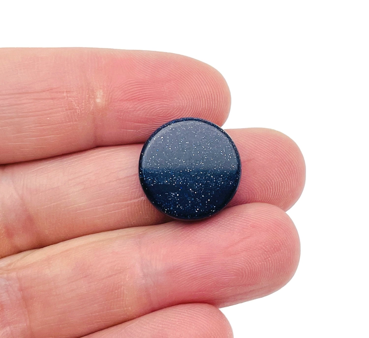 Gema plana redonda de goldstone azul - Cristal en losa - FL1078