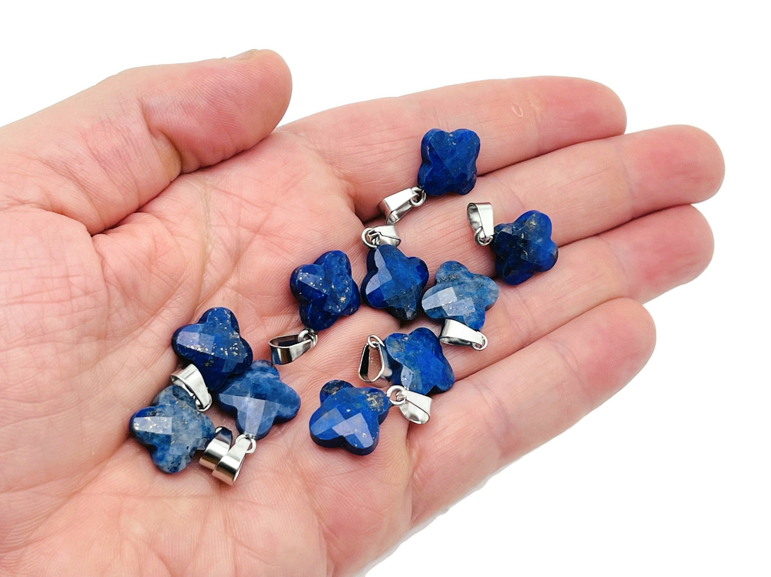 Pendentifs en cristal de lapis-lazuli en forme de trèfle à quatre feuilles - Breloque en pierre précieuse pour la création de colliers et de boucles d'oreilles - Fournitures pour la création de bijoux à faire soi-même - NC1328