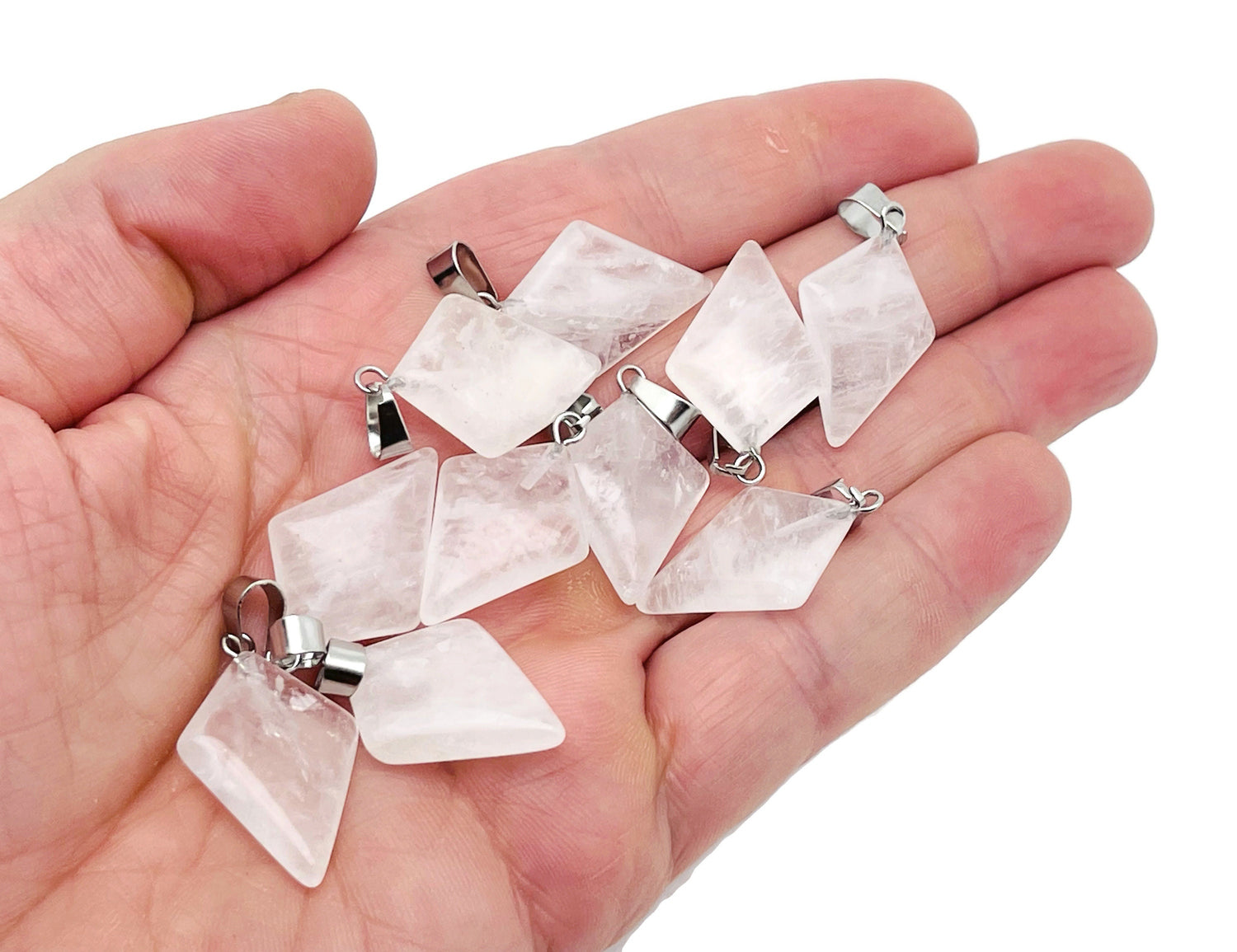 Clear Quartz Triangle Gemstone Pendant - Geometric Gemstone - NC1335