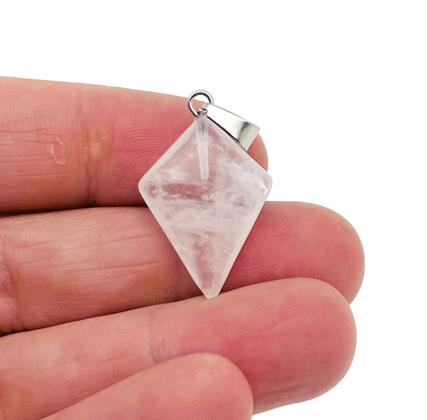 Clear Quartz Triangle Gemstone Pendant - Geometric Gemstone - NC1335