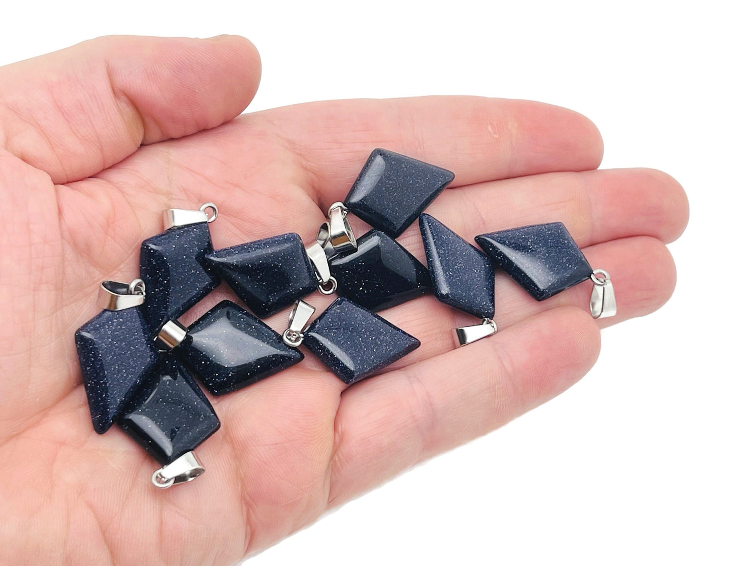 Colgante de Piedra Preciosa Triángulo de Goldstone Azul - Gema Geométrica - NC1341