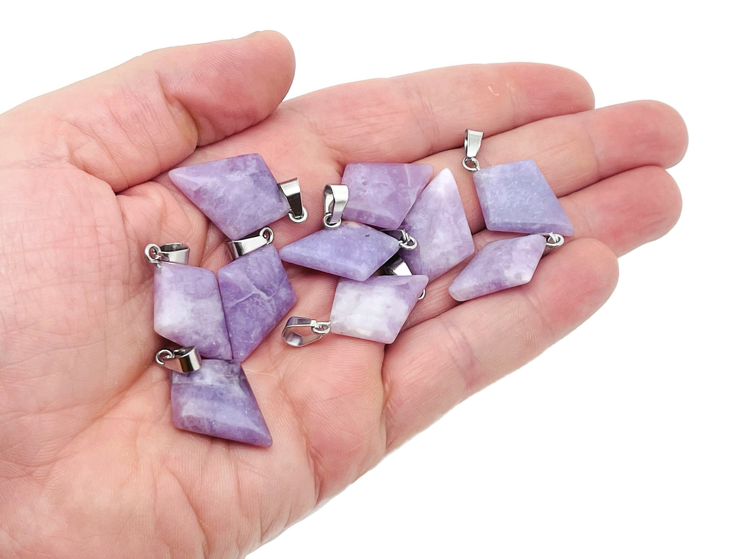 Lepidolite Triangle Gemstone Pendant - Geometric Gemstone - NC1346