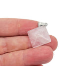 Rose quartz pyramid gemstone pendant from GemstoneGO, showcasing a natural pink pyramid-shaped crystal jewelry piece.