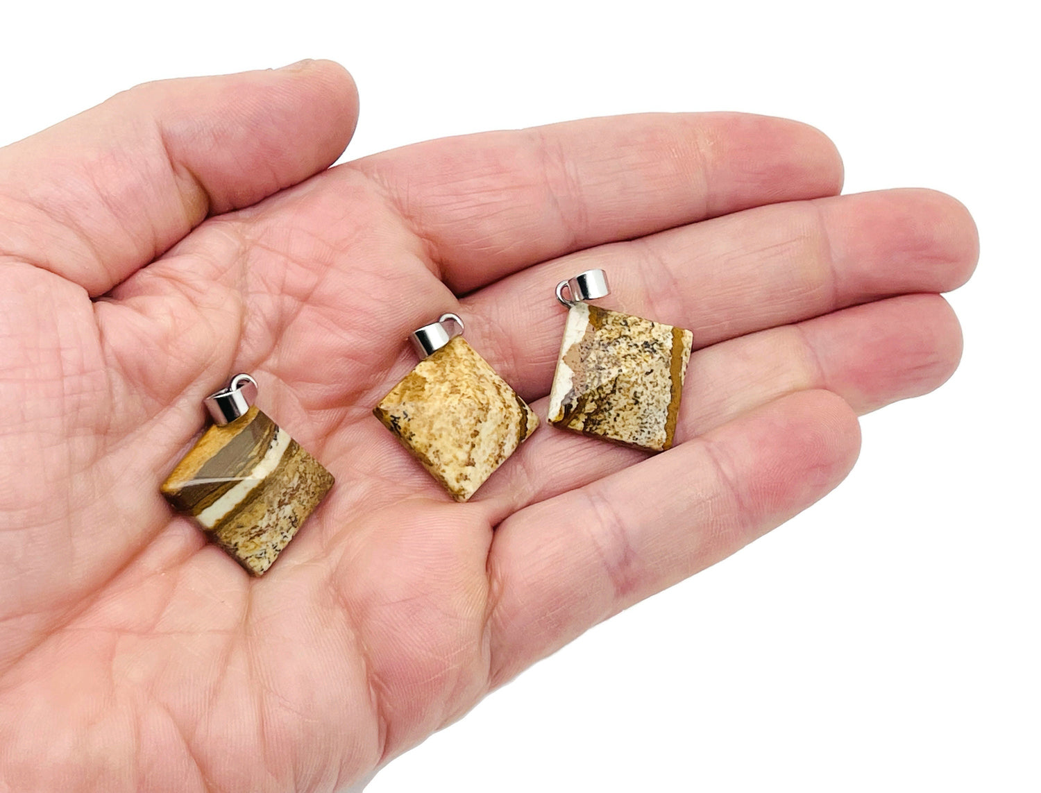 Picture Jasper Pyramid Gemstone Pendant - Natural Gemstone Jewelry - NC1377