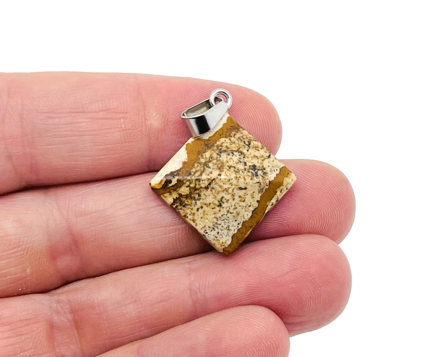 Picture Jasper Pyramid Gemstone Pendant - Natural Gemstone Jewelry - NC1377