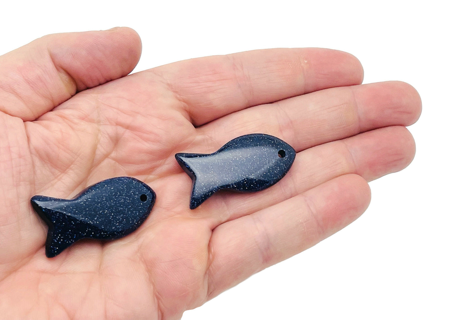 Colgante de Piedra Preciosa de Oro Azul en Forma de Pez - Cristal de Agujero de Zodíaco Piscis - NC1387