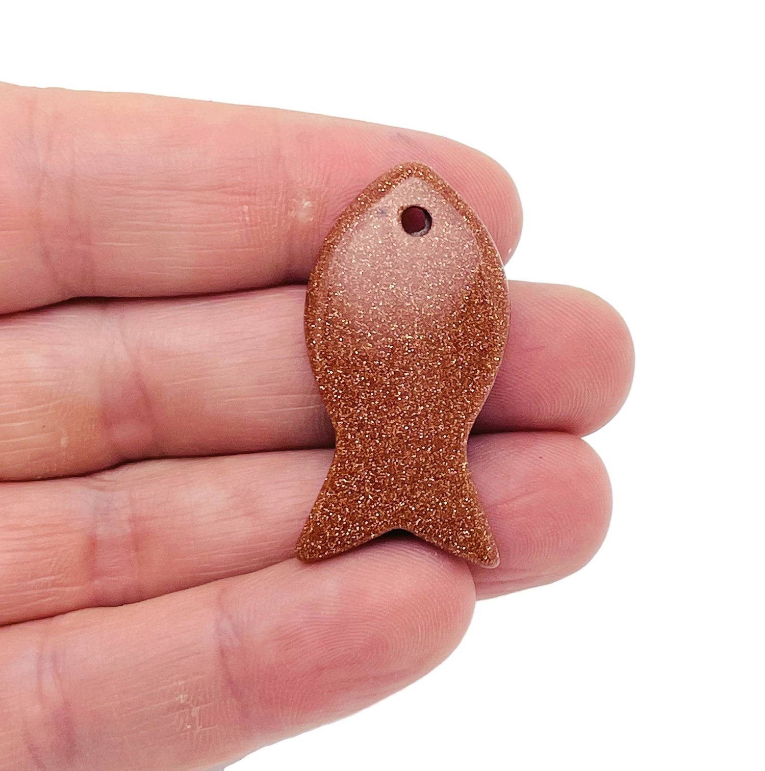 Goldstone Fish Gemstone Pendant - Reiki Healing Bulk Polished - NC1388