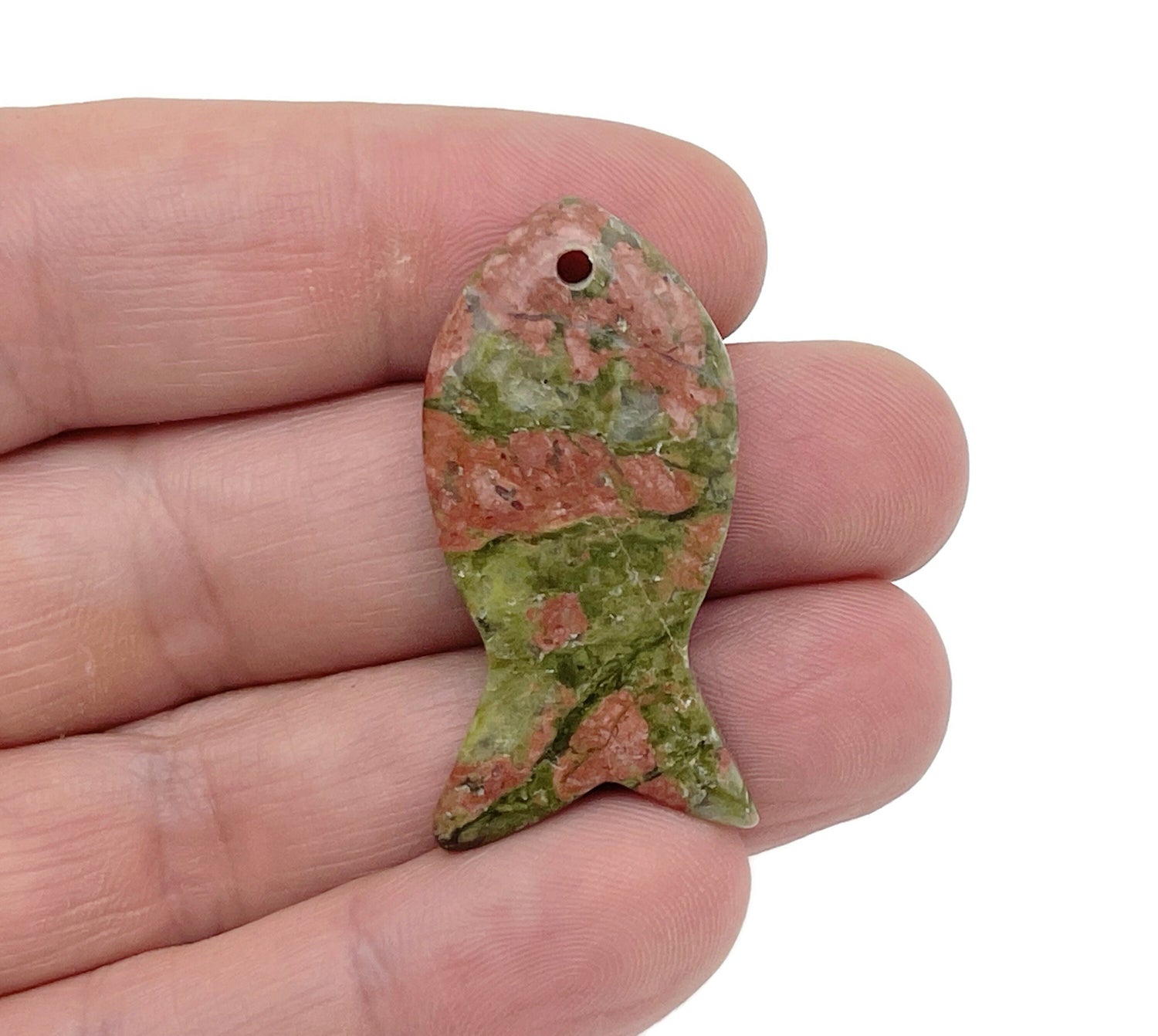 Colgante de gema de mariposa unakita - Joyería de cristal perforado - NC1405