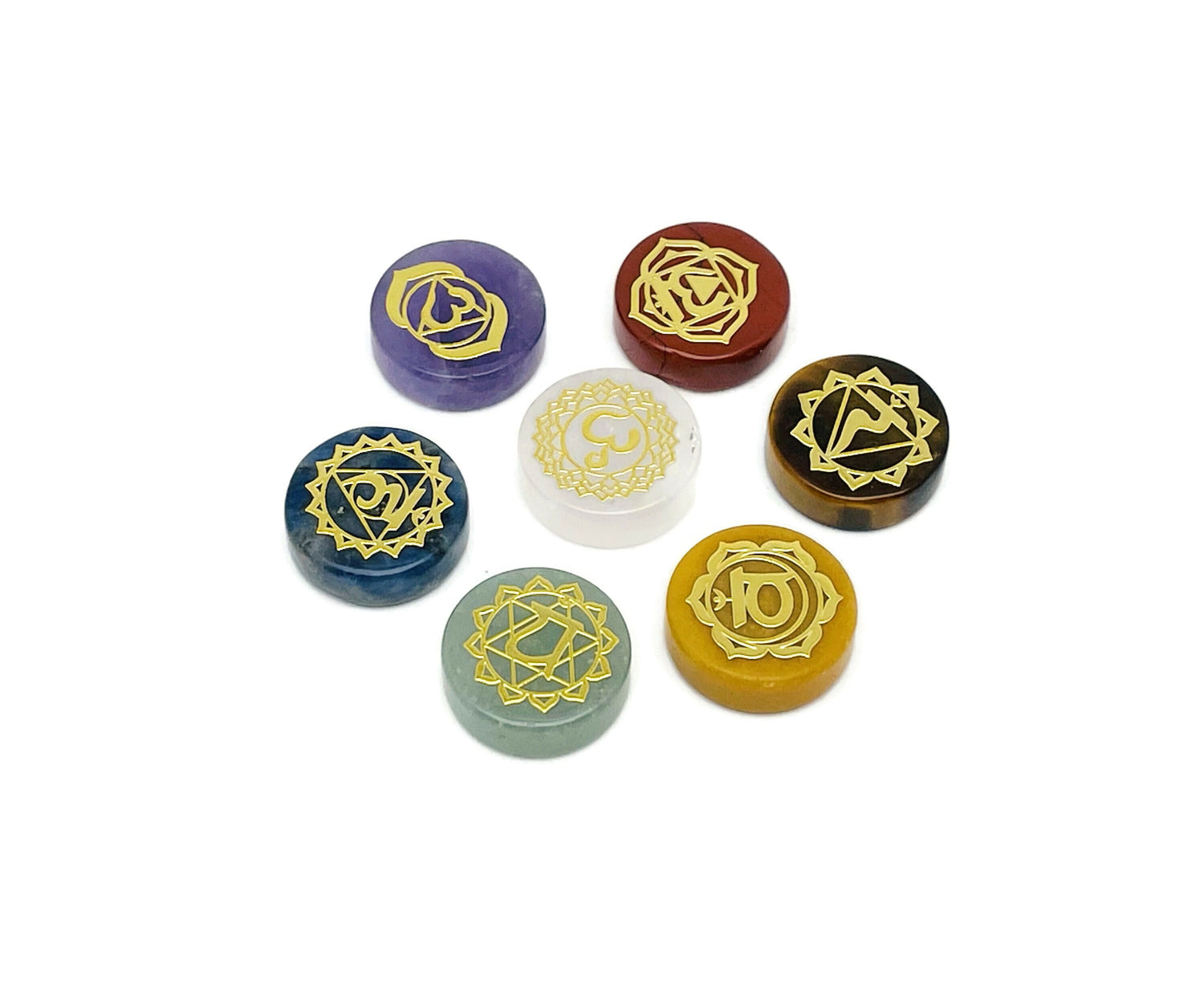 Ensemble de sept pierres de chakra - Ornement de méditation des chakras ?€? Énergie positive ?€? Pierres Reiki - Pierres de cristal de guérison ?€? Pierres de paume - CH1006