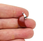 Red Jasper moon pendant with matching earrings, featuring polished gemstone crystals for jewelry making and healing accessories.