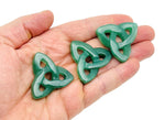 Aaventureine Celtic Knot carved gemstone pendant featuring intricate Trinity crystal design by GemstoneGO.